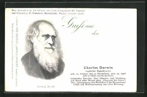 AK Charles Darwin, engl. Naturforscher