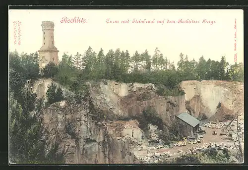 AK Rochlitz, Turm und Steinbruch auf dem Rochlitzer Berge