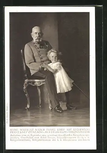 AK Kaiser Franz Josef I. von Österreich mit Erzherzog Franz Josef Otto