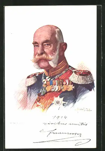 AK Portrait Kaiser Franz Josef I. von Österreich in Uniform mit Epauletten