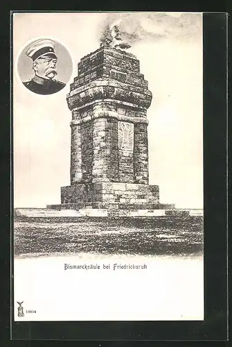 AK Friedrichsruh, Bismarcksäule, Portrait von Fürst Bismarck