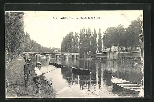 AK Melun, Les Bords de la Seine