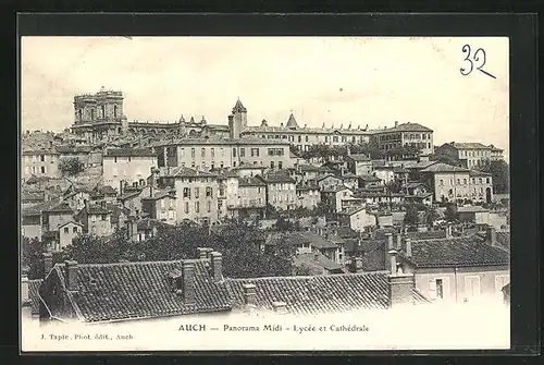 AK Auch, Panorama Midi, Lycee et Chathedrale