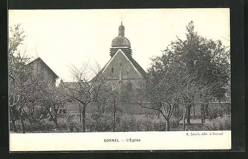 AK Bornel, L`Eglise, Blick zur Kirche