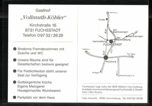 AK Fuchsstadt, Gasthof Vollmuth-Köhler, Gesamtansicht