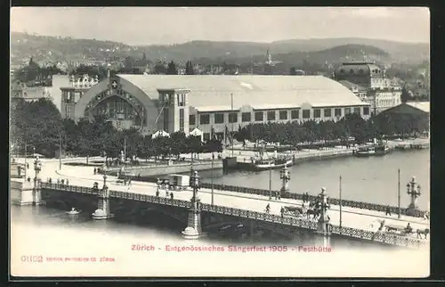 AK Zürich, Eidgen. Sängerfest 1905, Festhütte