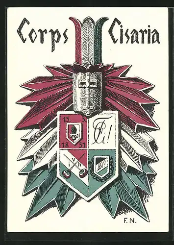 AK München, Studentenwappen des Corps Cisaria