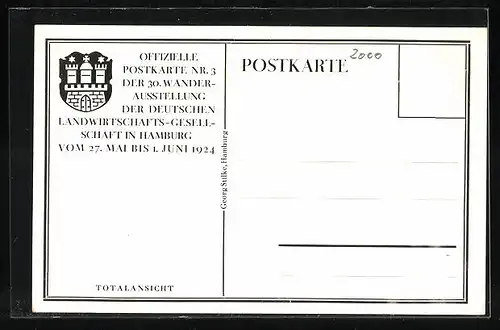 AK Hamburg, 30. Wanderausstellung der Deutschen Landwirtschafts-Gesellschaft 1924, Totalansicht