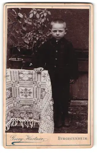 Fotografie Georg Hartner, Burgbernheim, kleiner Junge in Anzug mit kurzen Haaren