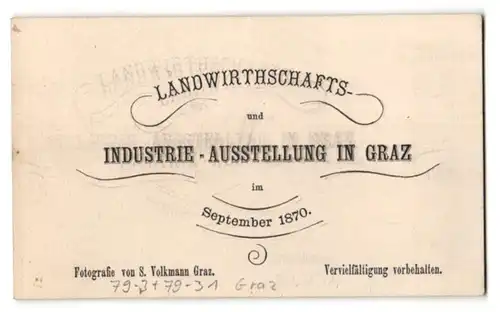 Fotografie S. Volkmann, Graz, Ansicht Graz, Landwirtschafts & Industrie-Ausstellung 1870, Ausstellungs-Gebäude
