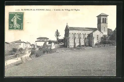 AK St-Sorlin-de-Vienne, L'entree du Village et l'Eglise