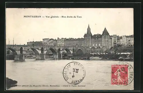 AK Montauban, Vue generale, Rive droite du Tarn