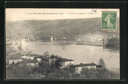 AK Les Roches-de-Condrieu, Le Rhone et coteaux de Gerbay