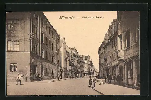 AK Mittweida, Blick in die Rochlitzer Strasse