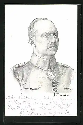 Künstler-AK Erich Ludendorff, Portrait des Heerführers