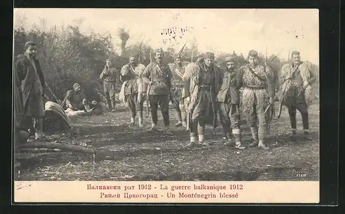 AK La guerre balkanique 1912, Un Monténegin blessé