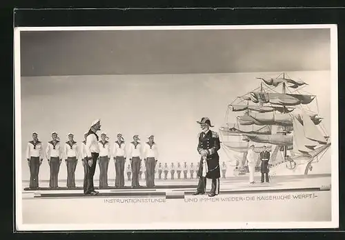 AK Matrosen vor Kriegsschiff, Instruktionsstunde mit Admiral