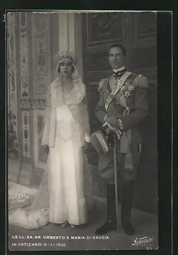 AK Le LL. AA. RR. Umberto e Maria di Savoia in Vaticano 8.1.1903