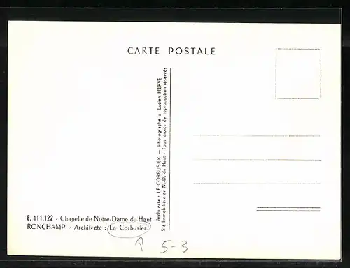AK Ronchamp, Chapelle de Notre-Dame du Haut, Bauhaus-Architekt Le Corbusier