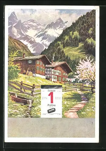 AK Reklame für Sonne-Briketts, Haus in den Bergen