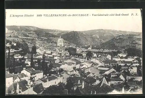 AK Villefranche-de-Rouergue, Vue Generale cote Sud-Ouest