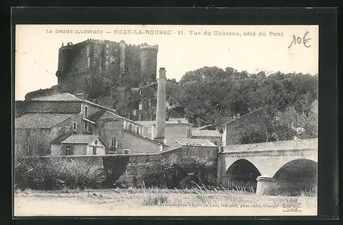 AK Suze-la-Rousse, Vue du Chateau, coté du Pont