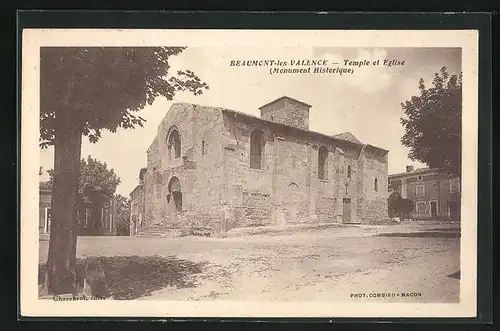 AK Beaumont-les-Valence, Temple et Eglise
