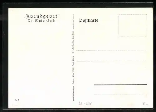 Künstler-AK Thomas Walch: Süd-Tiroler beim Abendgebet