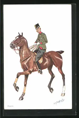 Künstler-AK Fritz Schönpflug: K.u.K. Offizier zu Pferd