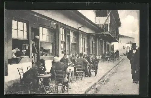AK Skutari / Shkodra, Blick auf ein türkisches Cafe-Haus