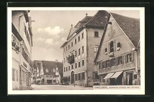 AK Dinkelsbühl, Segringer Strasse mit Rathaus