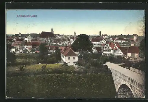 AK Dinkelsbühl, Ortspanorama mit Brücke