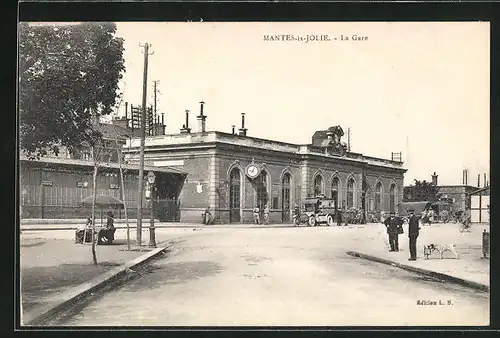 AK Mantes-la-Jolie, La Gare, Blick zum Bahnhof