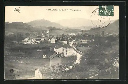 AK Charavines-les-Bains, vue generale, l`Eglise