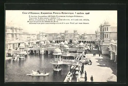 AK Londres, Exposition Franco-Britannique 1908, Cour d` Honneur