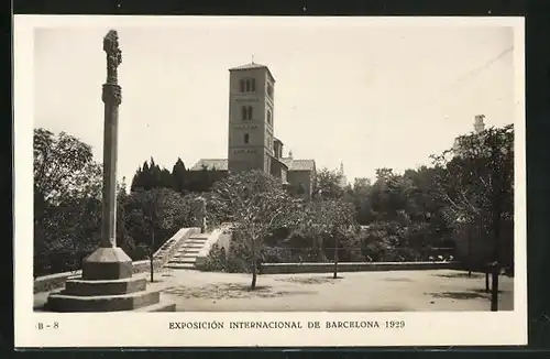 AK Barcelona, Exposition International 1929, Le Monastère Roman vu du Bastion