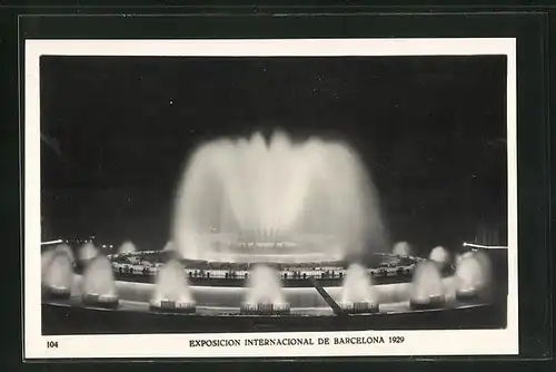 AK Barcelona, Exposicion International 1929, The Great Fountain by night