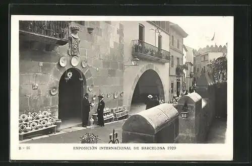 AK Barcelona, Exposicion Internacional 1929, Rue des Caballeros et rue des Arcos