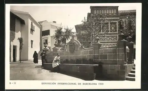 AK Barcelona, Exposicion Internacional 1929, Fontaine des sept tuyaux