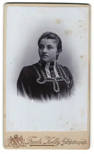 Fotografie Friedr. Kolby, Plauen i. V., Portrait wunderschönes Fräulein in elegant bestickter Bluse