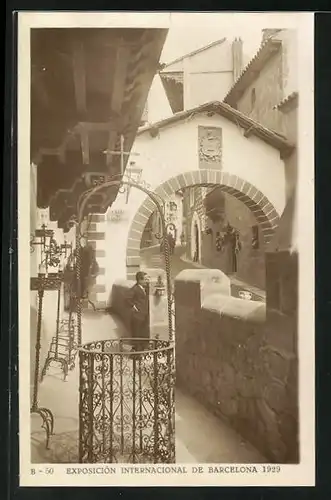 AK Barcelona, Exposicion Internacional 1929, Pueblo Espanol, Arco de Maya