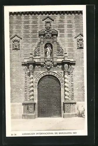 AK Barcelona, Exposicion Internacional 1929, Pueblo Espanol, Portada de la Iglesia Mayor