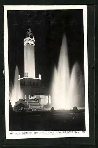 AK Barcelona, Exposicion Internacional 1929, Plaza del Universo, Detalle