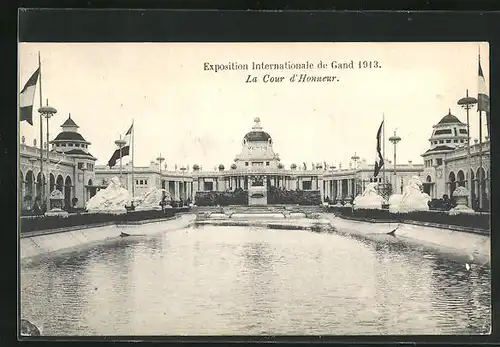 AK Gand, Exposition Internationale 1913, le Cour d`Honeur