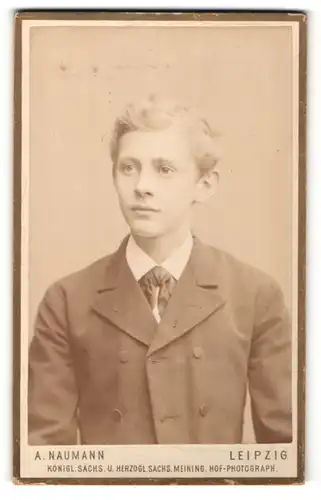 Fotografie A. Naumann, Leipzig, Portrait hübscher blonder Bube im eleganten Jackett