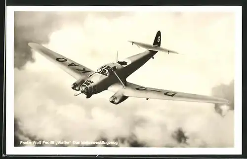 AK Mehrzweckflugzeug Focke-Wulf Fw. 58 Weihe über den Wolken, 
