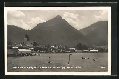 AK Strobl am Wolfgangsee, Teilansicht mit Strandbad geg. Sparber