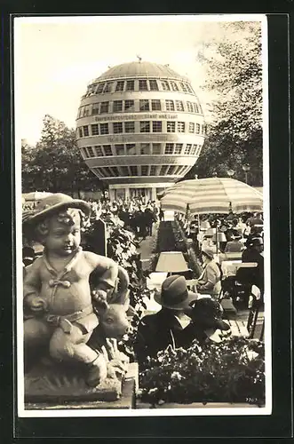 AK Dresden, Reichsgartenschau Ausstellung 1936, Konzertgarten mit Kugelhaus, Bauhaus