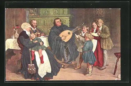 AK Martin Luther musiziert im Kreise seiner Familie