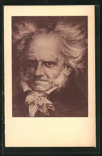 AK Philosoph Arthur Schopenhauer, Halbportrait mit wirrem weissen Haar